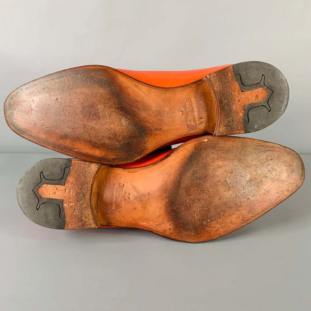 JOHN LOBB Orange Perforated Leather Lace-Up Shoes - Picture 6 of 9